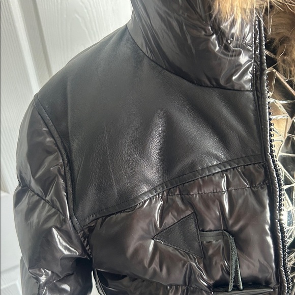 Street Wear Black Puffer Jacket with Real Genuine Fox Fur Trim M - Picture 2 of 10